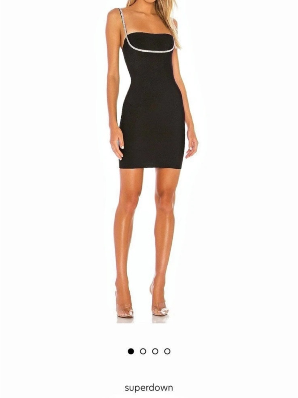 Superdown Pollie mini dress Rhinestone Strap Black Medium